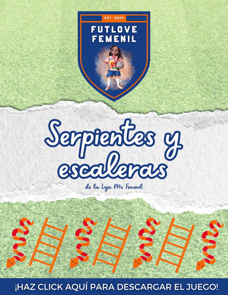 Serpientes y escaleras de la Liga Mx Femenil. Haz click aquí para descargarlo.
